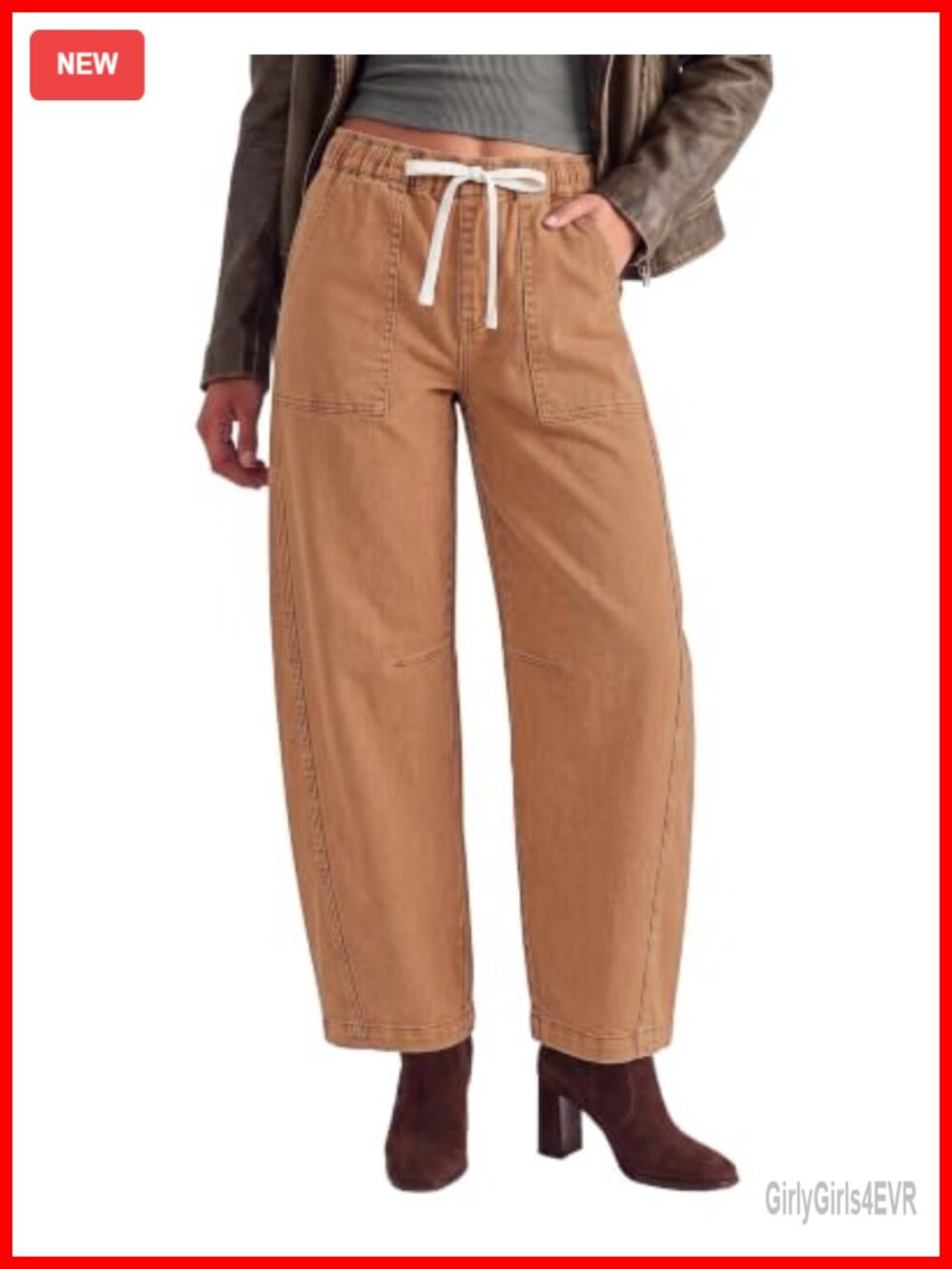 Baggy Barrel High Waist Pull On Stretchy Denim Jeans